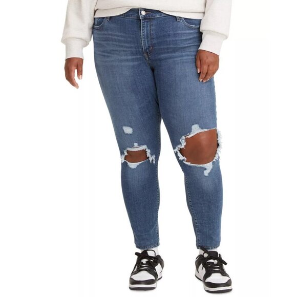 LEVI'S 711 Plus Size Distressed Skinny Jeans, Medium Wash NWT - Picture 1 of 7